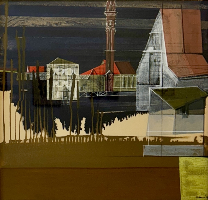 Otto Tschumi, «Das Dorf / le village», 1959, Dispersionsfarbe, 56 x 58 cm