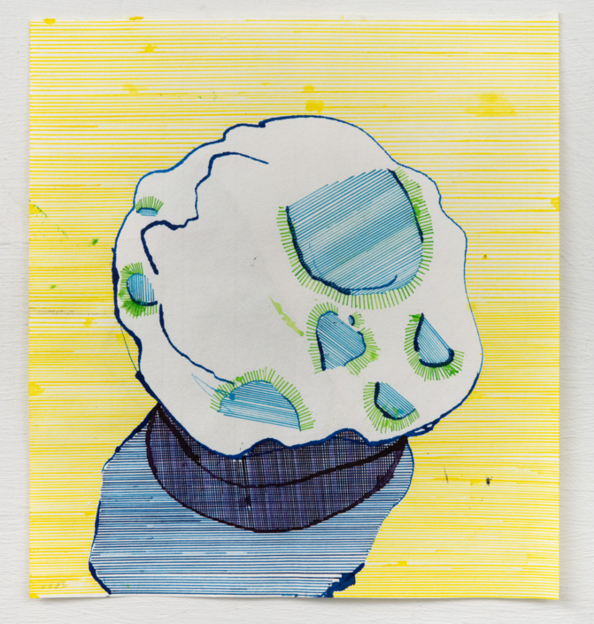 Peter Soriano, «SnBall #33», 2022, Kugelschreiber auf Japanpapier, 29 x 26,5 cm